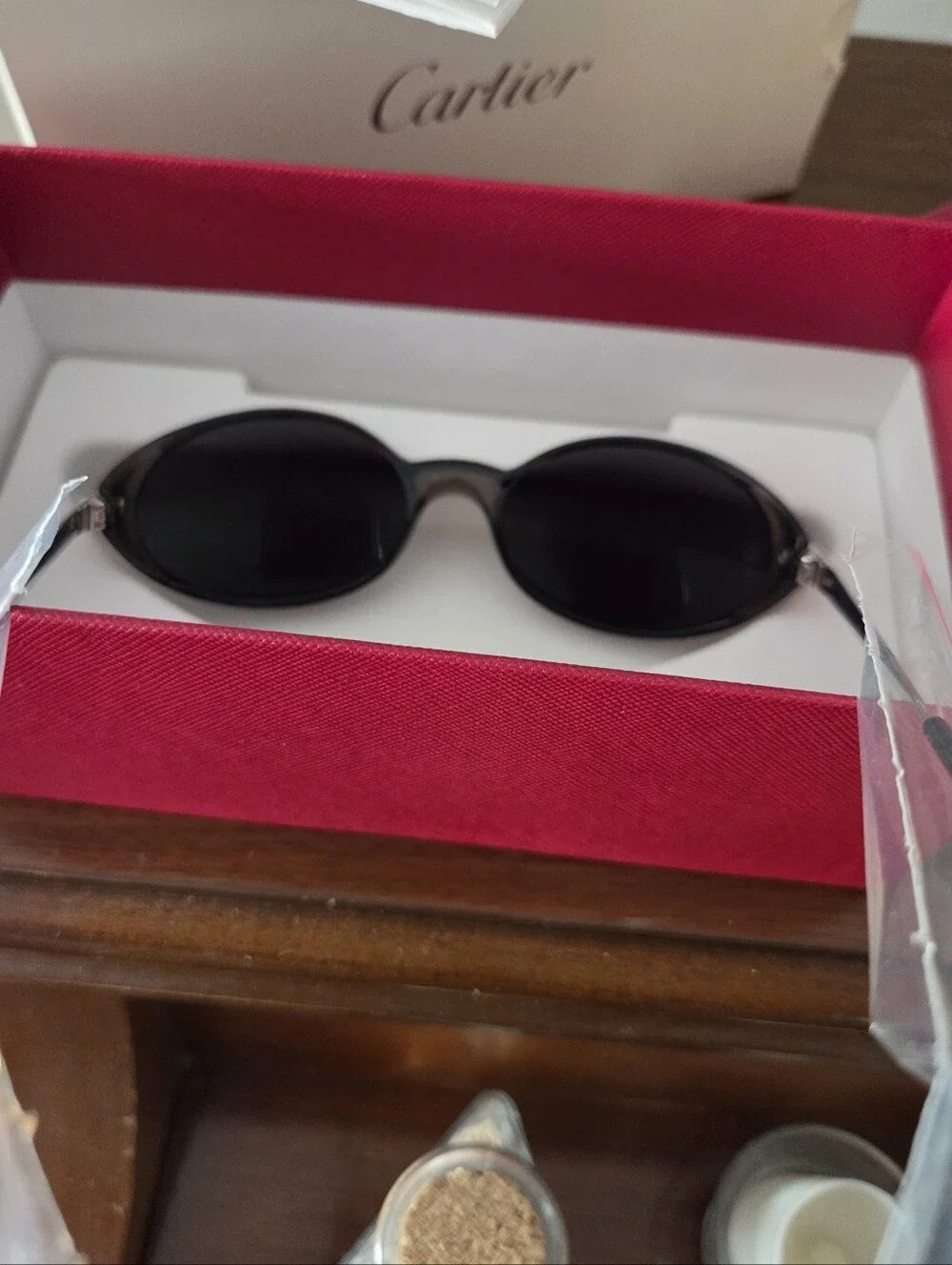 Cartier  2005 Black Charcoal Women's Sunglasses with Red Cartier Box
